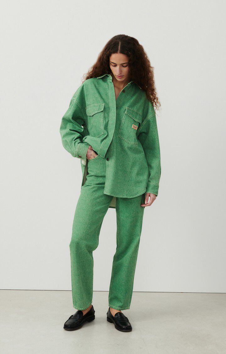 American Vintage Chemise Femme Tineborow - BASILIC 50 Manches Longues Vert - E24