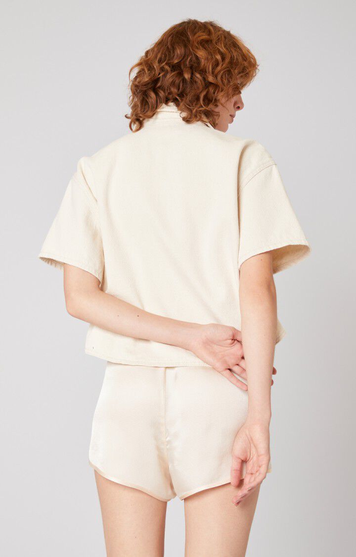 American Vintage Chemise Femme Tineborow - ECRU Manches Courtes Beige - H21