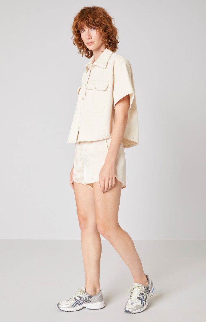American Vintage Chemise Femme Tineborow - ECRU Manches Courtes Beige - H21