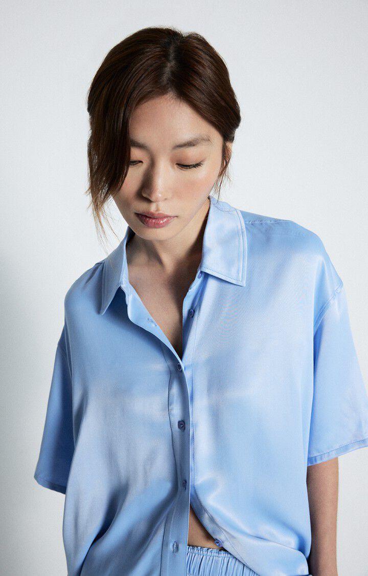 american vintage Chemise femme Unyl - BAIGNADE 23 Manches courtes Bleu - E25