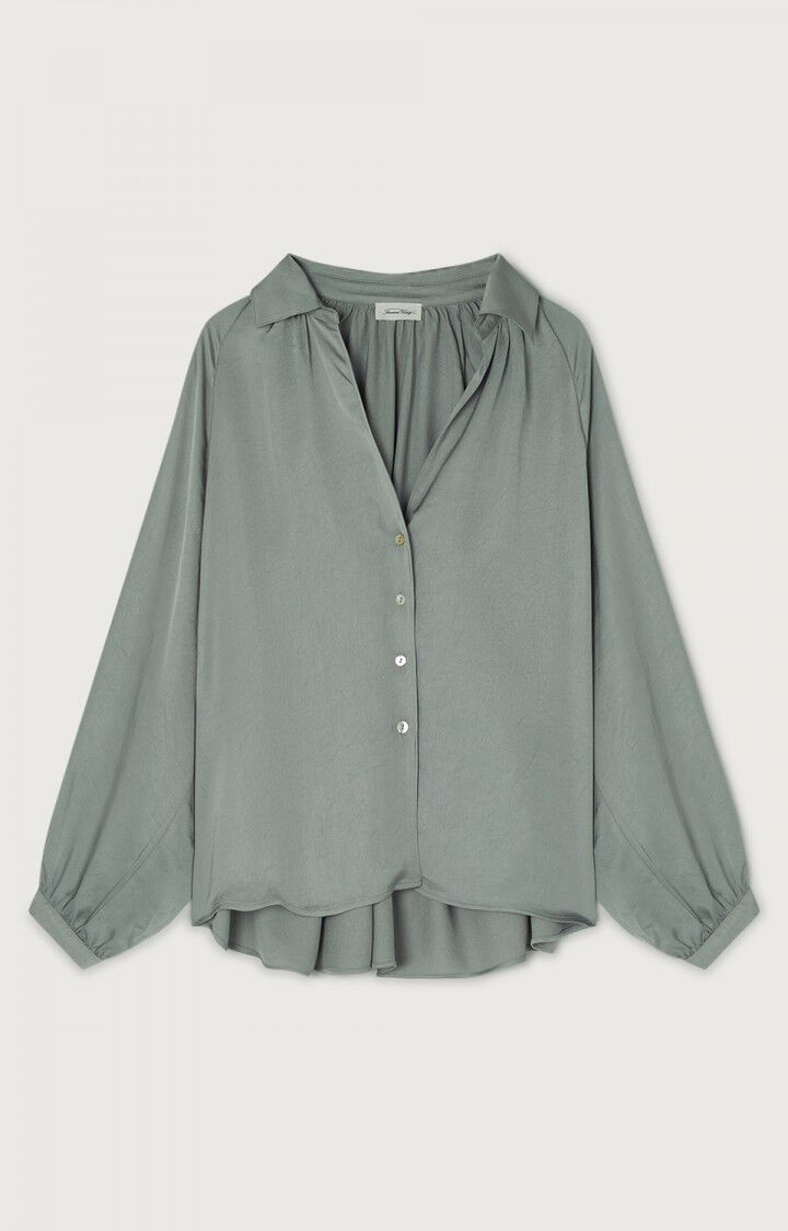 american vintage Chemise femme Widland - ACIER Manches longues Gris - E22