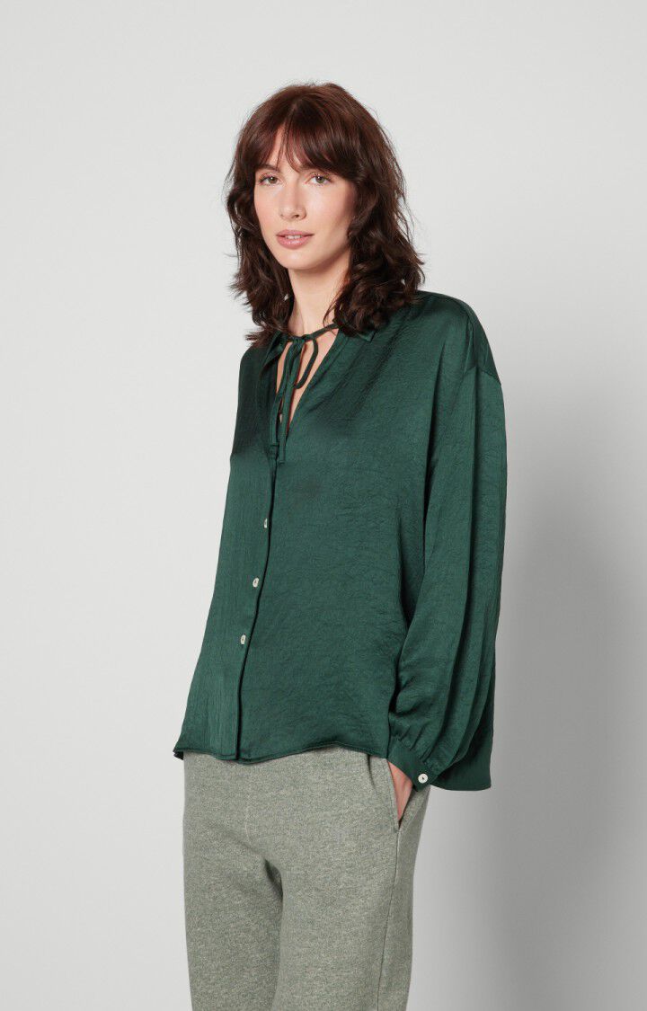 american vintage Chemise femme Widland - BOTANIQUE 51 Manches longues Vert - H22