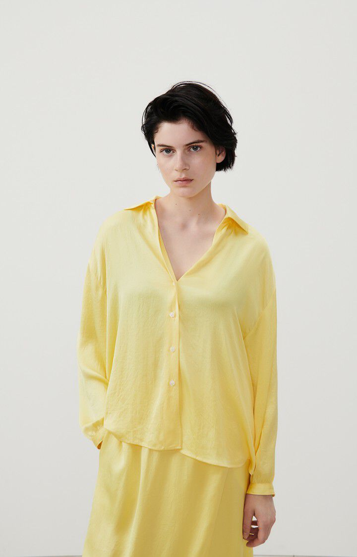 american vintage Chemise femme Widland - CEDRAT 51 Manches longues Jaune - H23