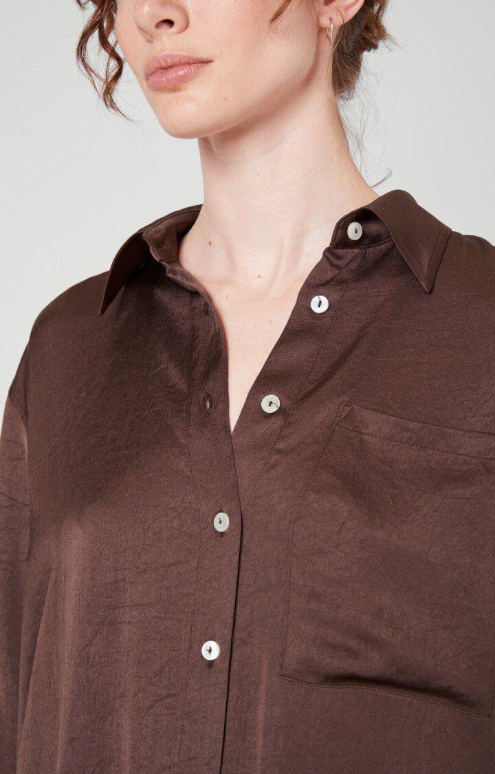 American Vintage Chemise Femme Widland - CHOCOLAT Manches Longues Marron - H21