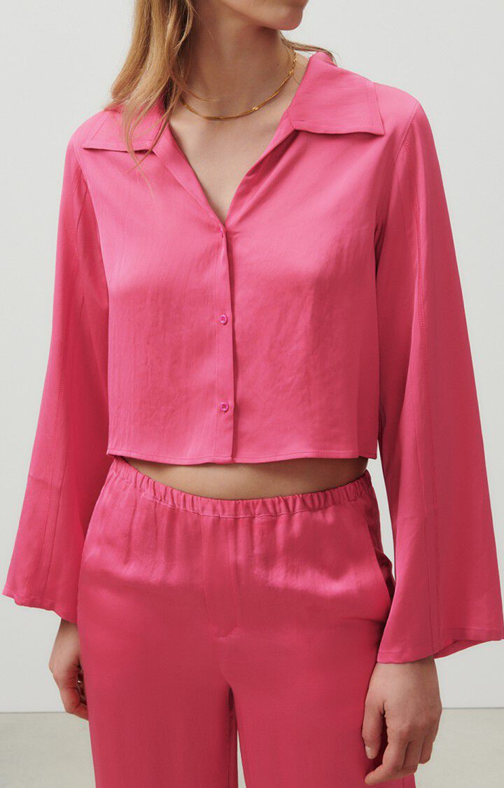 american vintage Chemise femme Widland - MAGENTA 60 Manches longues Rose - E23