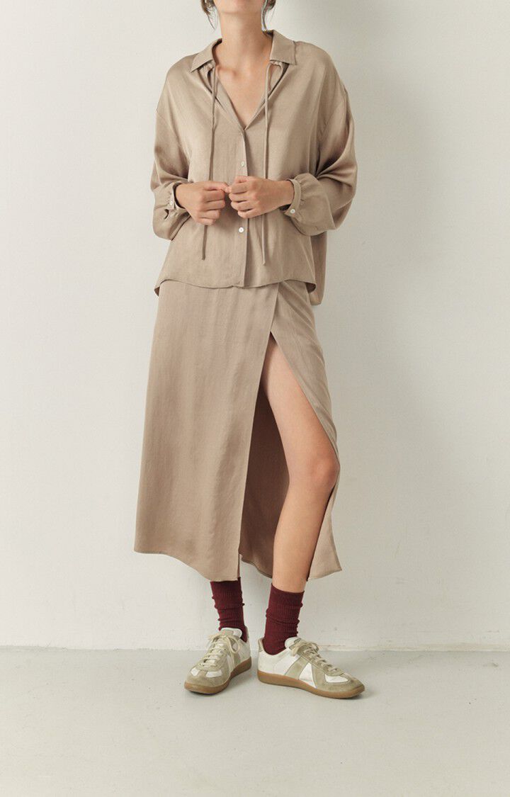 American Vintage Chemise Femme Widland - TAUPE 51 Manches Longues Marron - H22