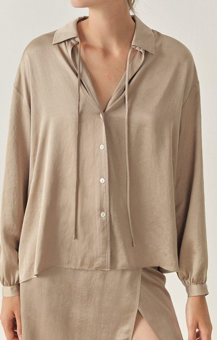 american vintage Chemise femme Widland - TAUPE 51 Manches longues Marron - H22