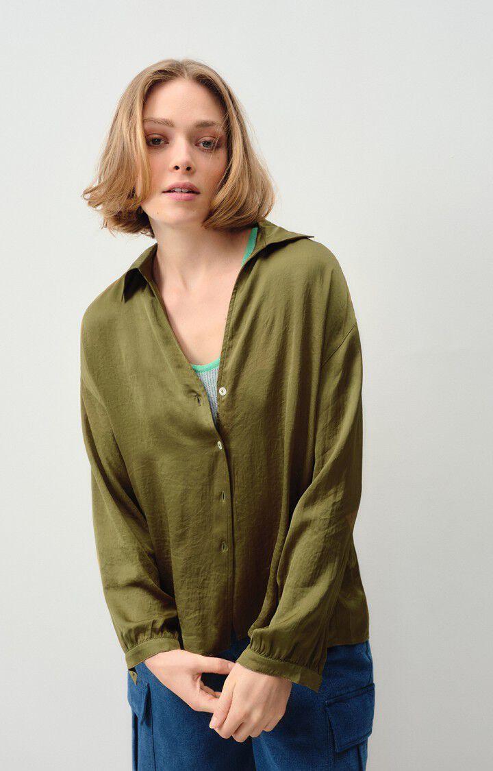american vintage Chemise femme Widland - THYM 51 Manches longues Vert - E24