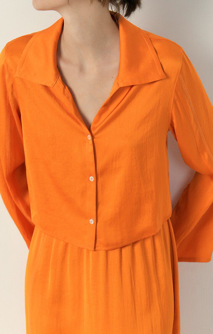 american vintage Chemise femme Widland - VITAMINES 60 Manches longues Orange - E23
