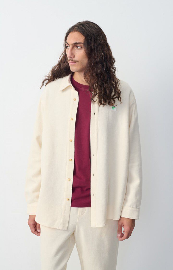 american vintage Chemise homme Afaz - ECRU 65 Manches longues Beige - E25