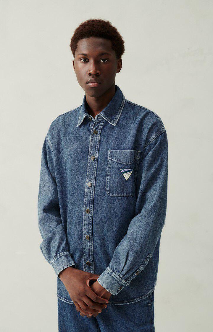 american vintage Chemise homme Astury - STONE 62 Manches longues Bleu - E24