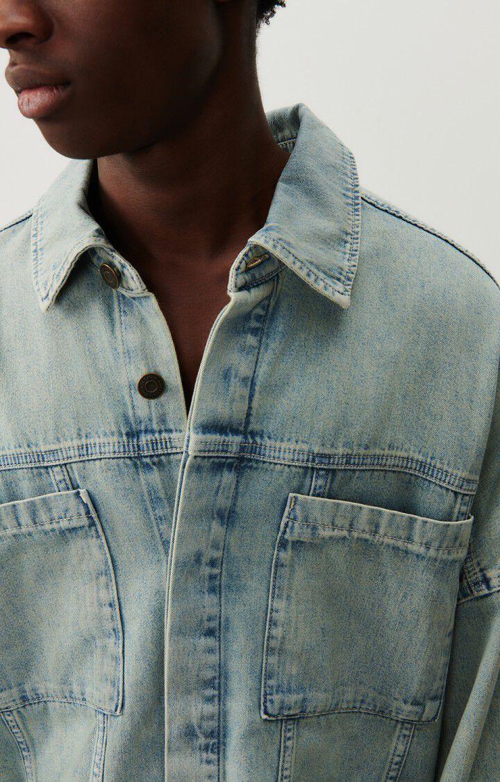 American Vintage Chemise Homme Besobay - STONE DIRTY 53 Manches Longues Bleu - E24