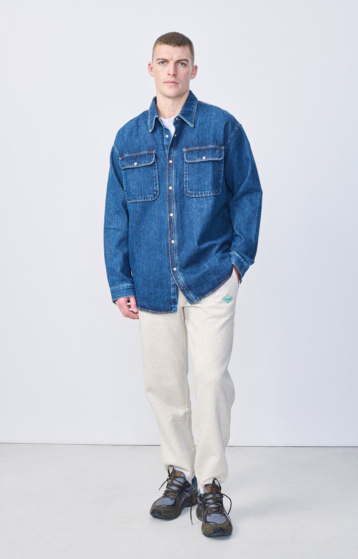 American Vintage Chemise Homme Blinwood - BRUT Manches Longues Bleu - E22