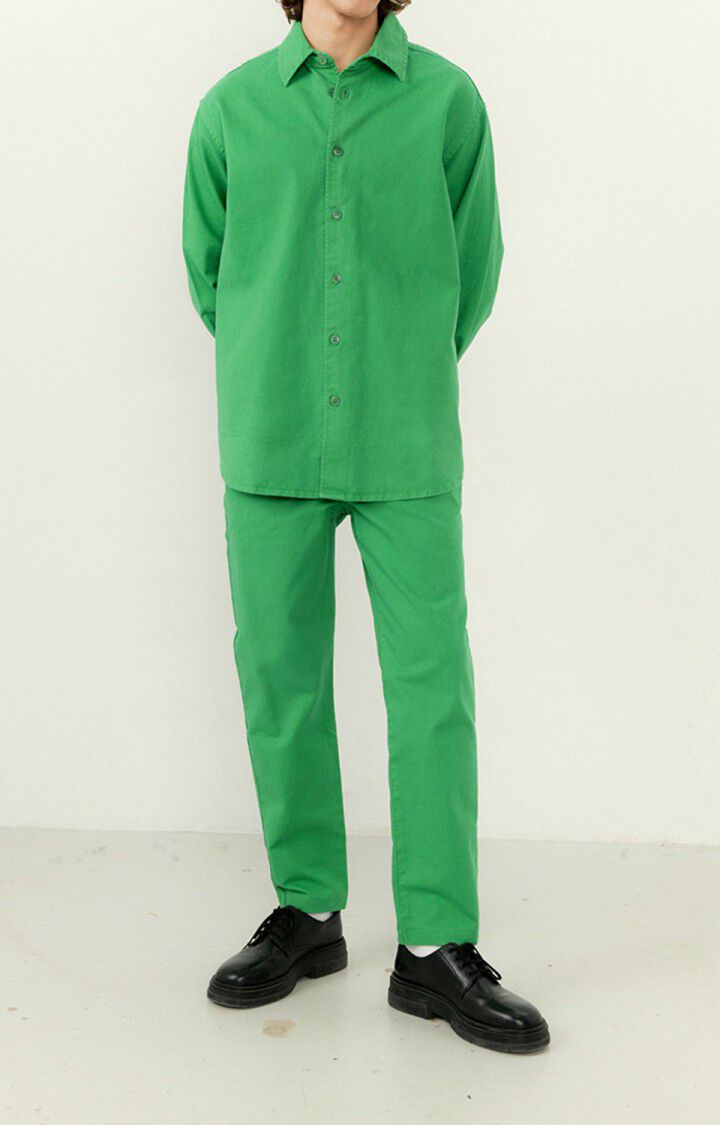 American Vintage Chemise Homme Chopamy - PRINTANIER 65 Manches Longues Vert - E23
