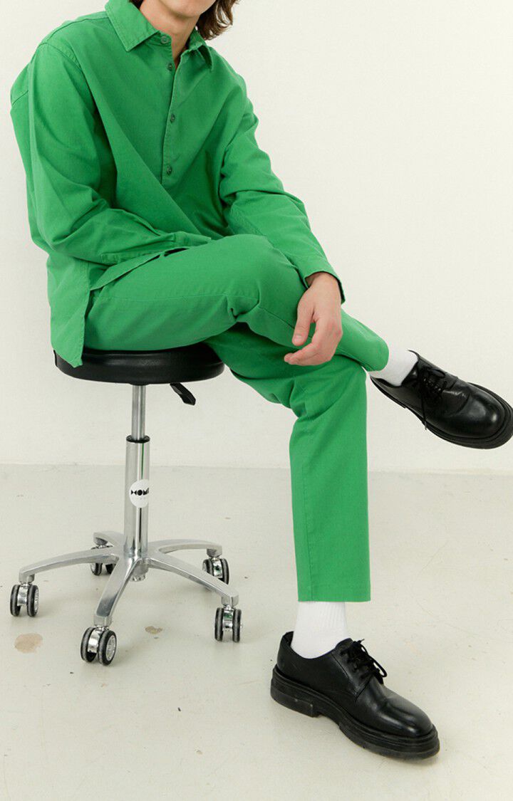 american vintage Chemise homme Chopamy - PRINTANIER 65 Manches longues Vert - E23