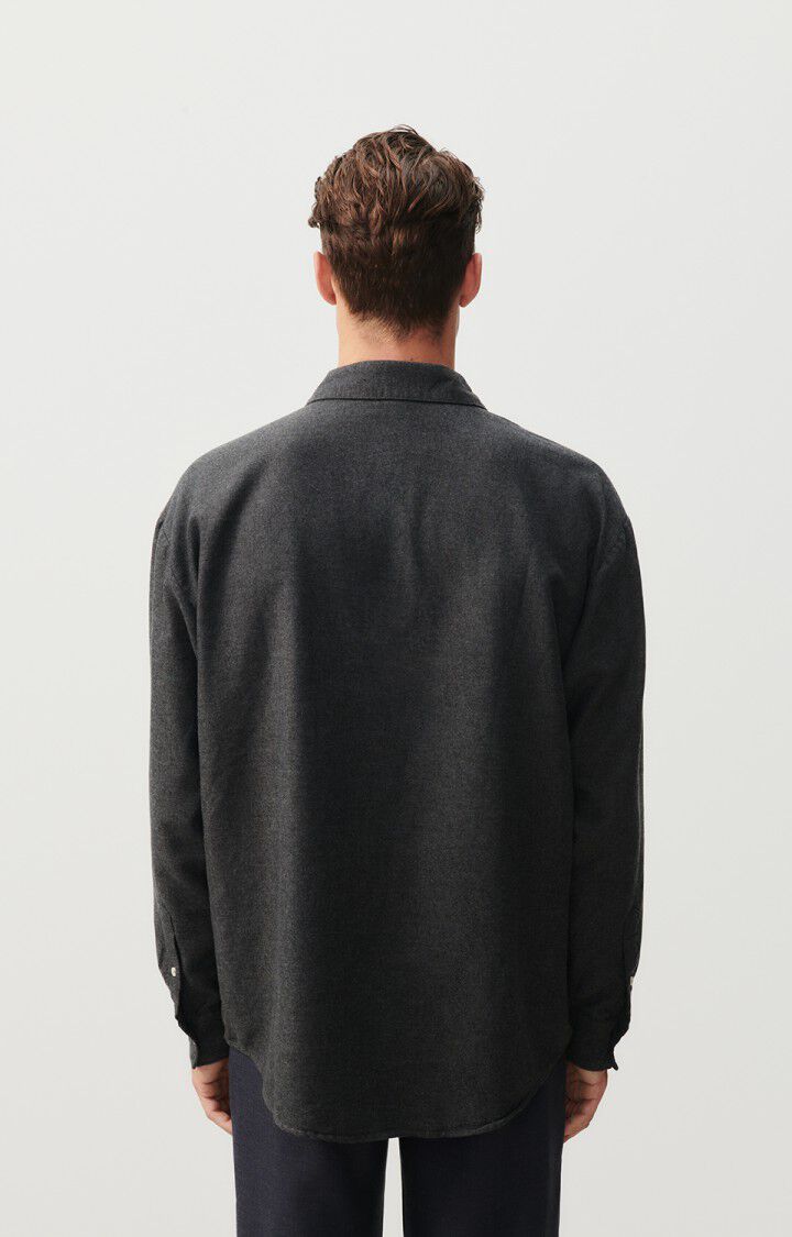 American Vintage Chemise Homme Dakota - ANTHRACITE CHINE 62 Manches Longues Gris - E25
