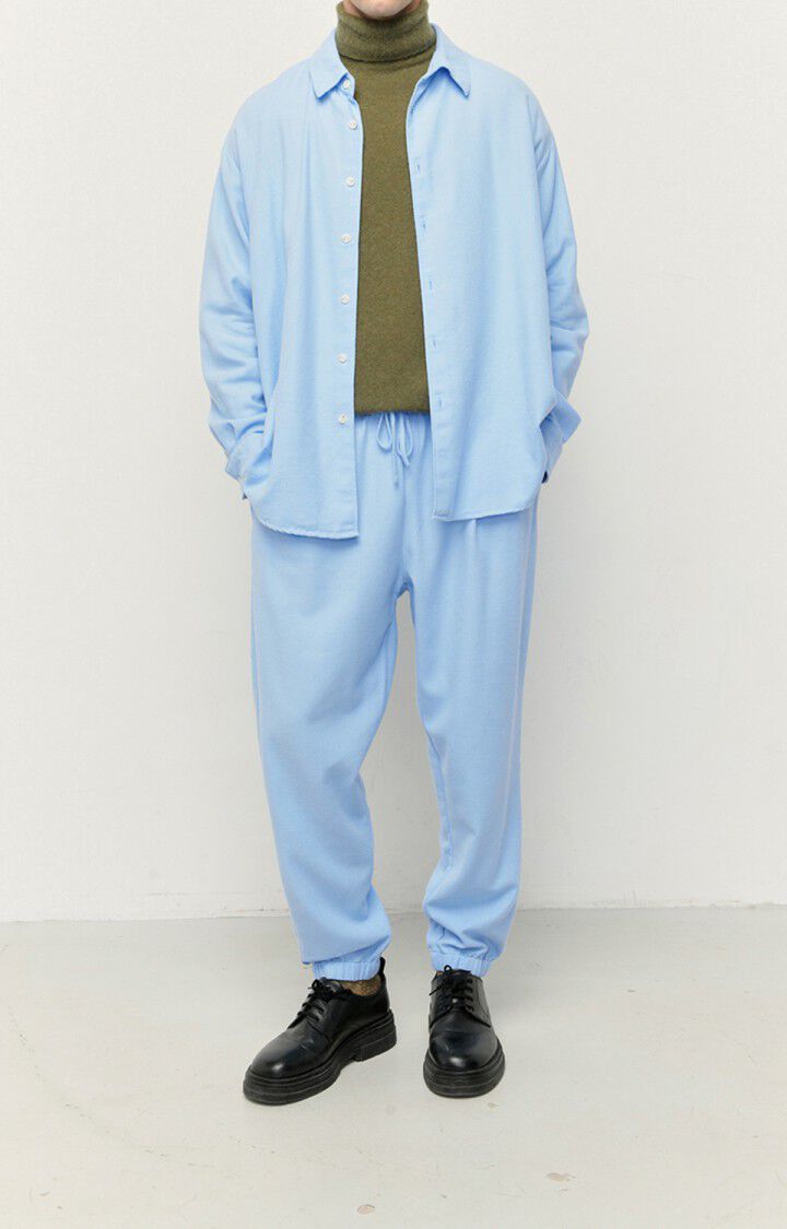 American Vintage Chemise Homme Dakota - BLEU CIEL CHINE Manches Longues Bleu - H22