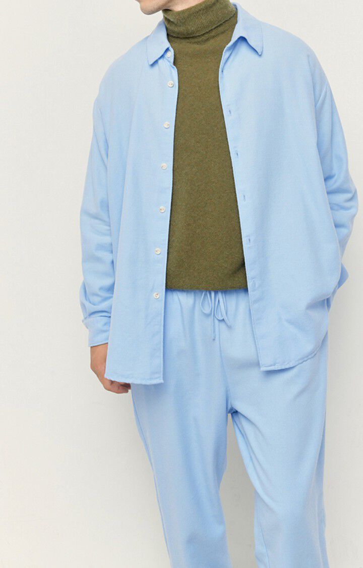 american vintage Chemise homme Dakota - BLEU CIEL CHINE Manches longues Bleu - H22