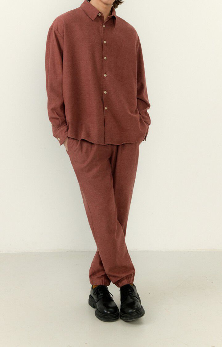 American Vintage Chemise Homme Dakota - EPICES CHINE Manches Longues Marron - H22