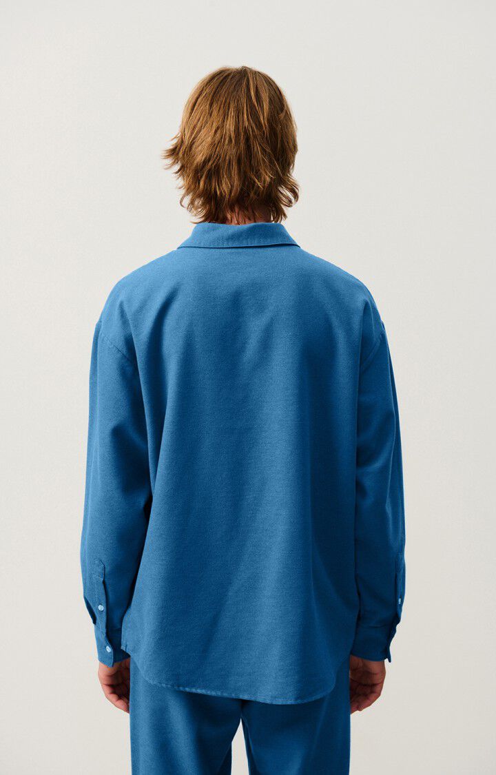 American Vintage Chemise Homme Dakota - MEDITERRANEE CHINE 62 Manches Longues Bleu - H24