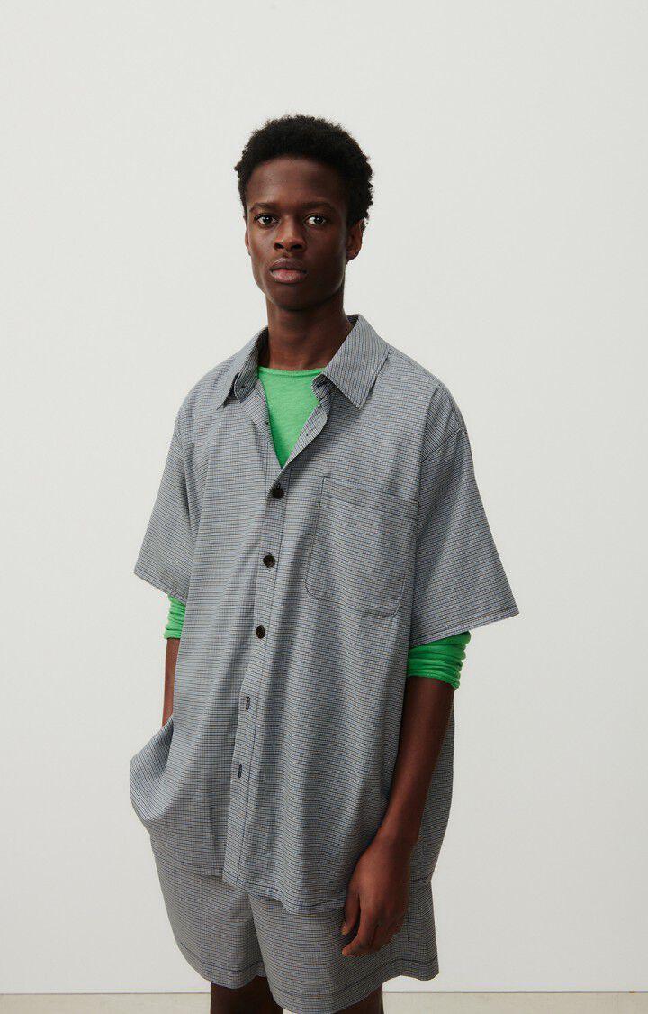 american vintage Chemise homme Dofybay - PIED DE POULE BLEU 25 Manches courtes Bleu - E24