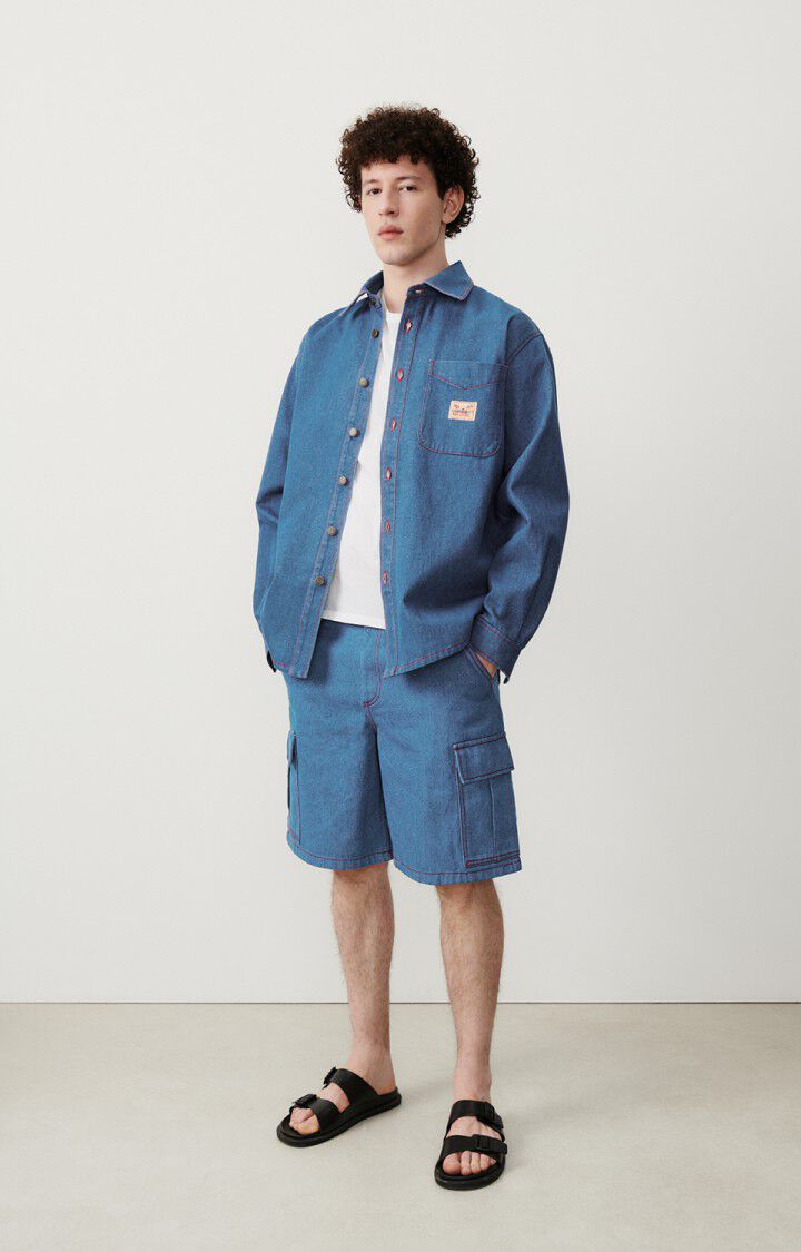 American Vintage Chemise Homme Faow - BLUE 64 Manches Longues Bleu - E24