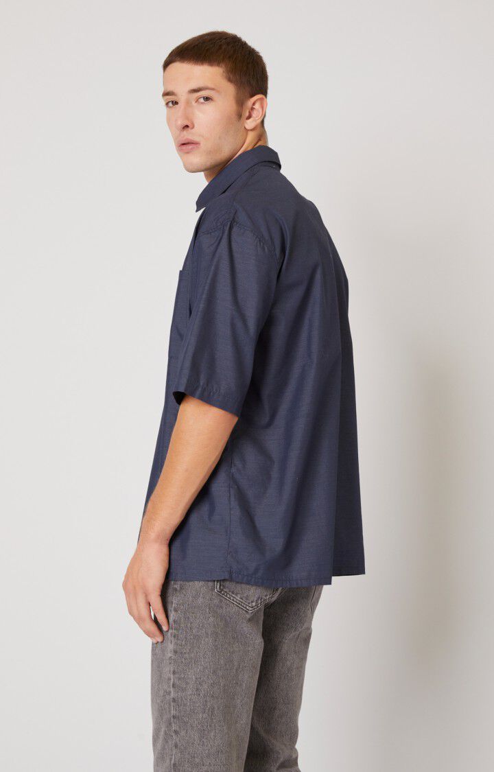 American Vintage Chemise Homme Filwood - PLONGEE CHINE Manches Courtes Bleu - E22