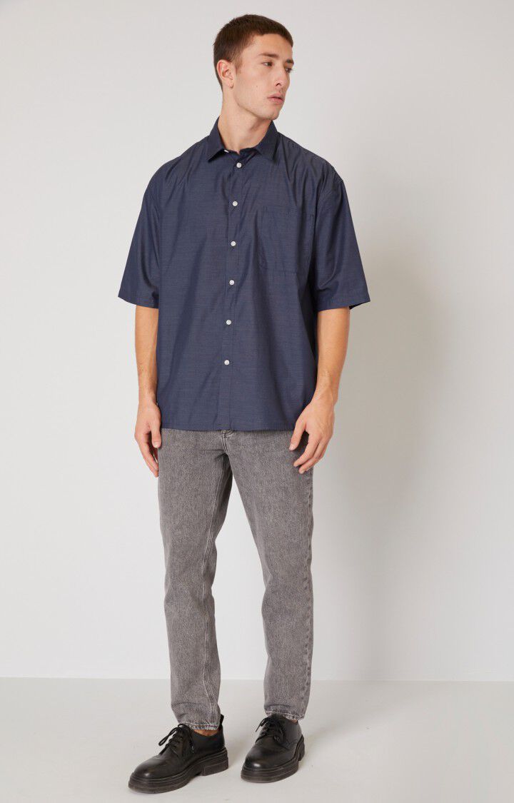 American Vintage Chemise Homme Filwood - PLONGEE CHINE Manches Courtes Bleu - E22