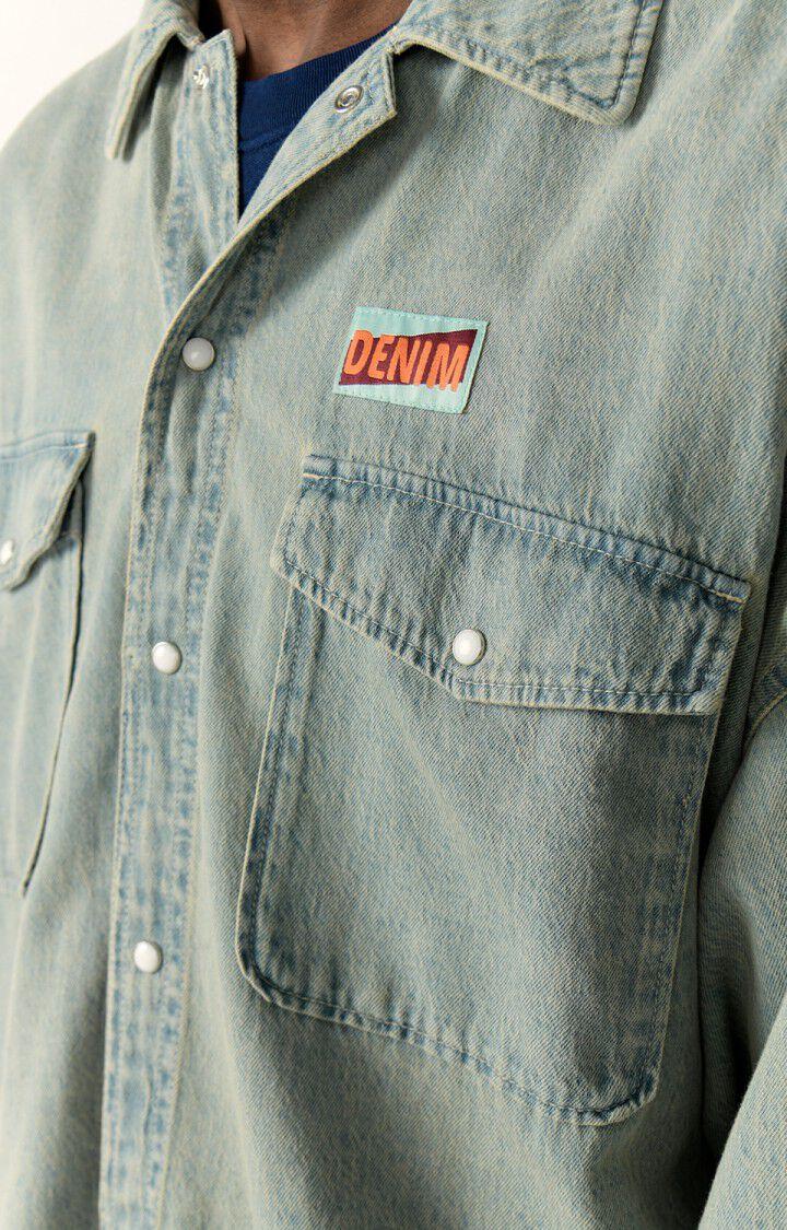 American Vintage Chemise Homme Fybee - DIRTY BEIGE 57 Manches Longues Bleu - E23