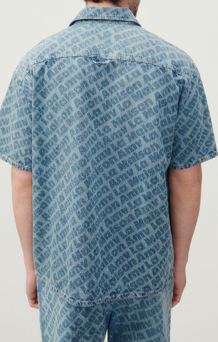 American Vintage Chemise Homme Fybee - STONE ALL OVER 25 Manches Courtes Bleu - E23