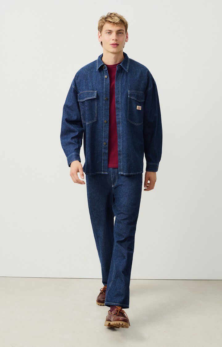 american vintage Chemise homme Globay - MEDIUM BLUE 58 Manches longues Bleu - H24