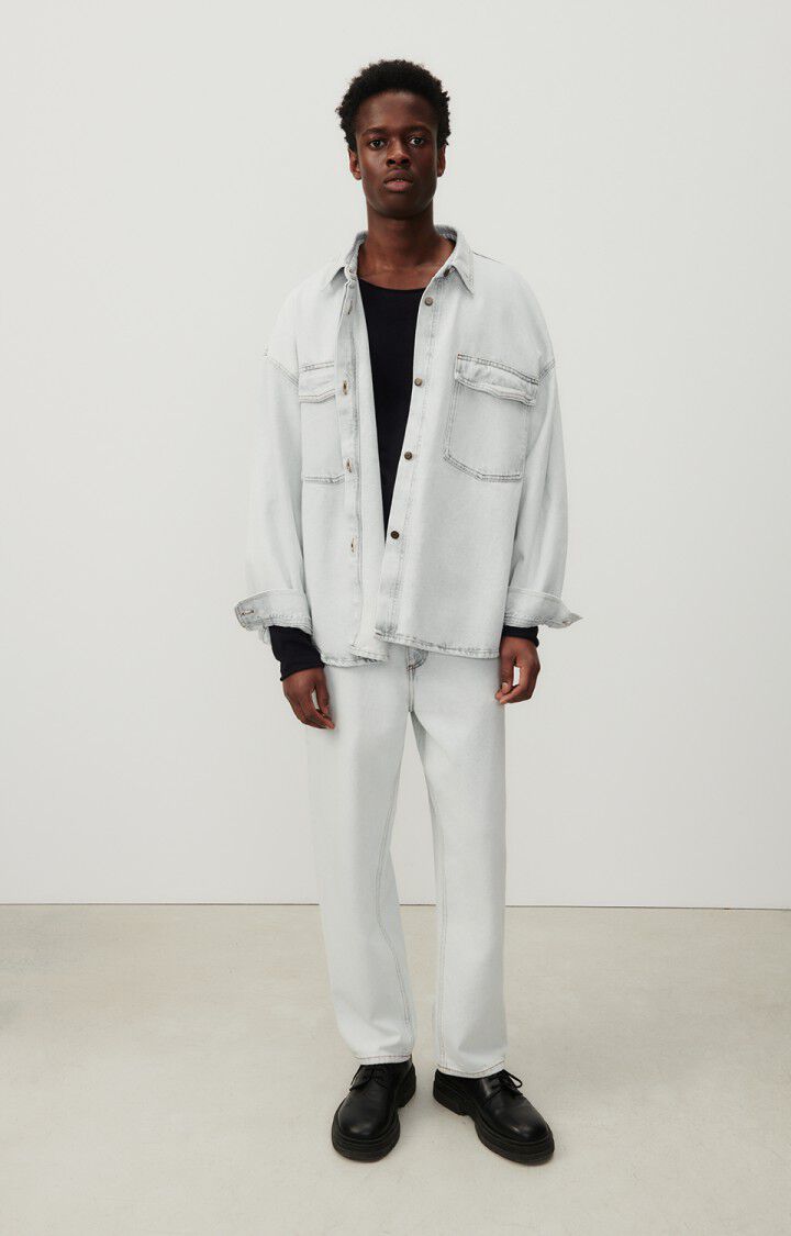 American Vintage Chemise Homme Joybird - WINTER BLEACHED 58 Manches Longues Bleu - E25