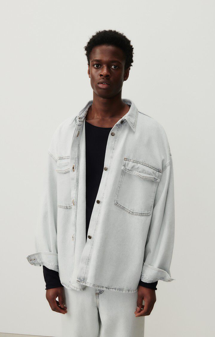 american vintage Chemise homme Joybird - WINTER BLEACHED 58 Manches longues Bleu - E25