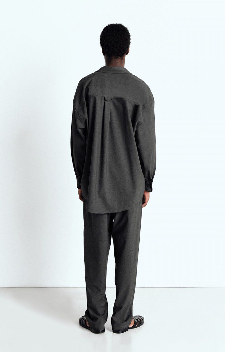 American Vintage Chemise Homme Kabird - ANTHRACITE CHINE 62 Manches Longues Gris - E25