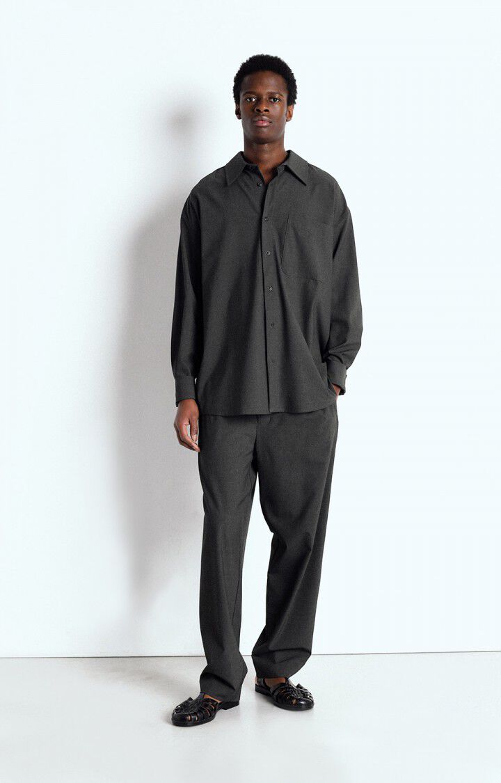American Vintage Chemise Homme Kabird - ANTHRACITE CHINE 62 Manches Longues Gris - E25