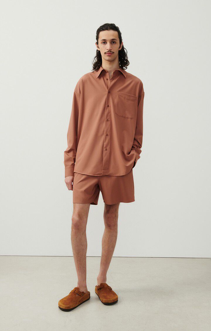 American Vintage Chemise Homme Kabird - CREME DE MARRON 62 Manches Longues Marron - E24