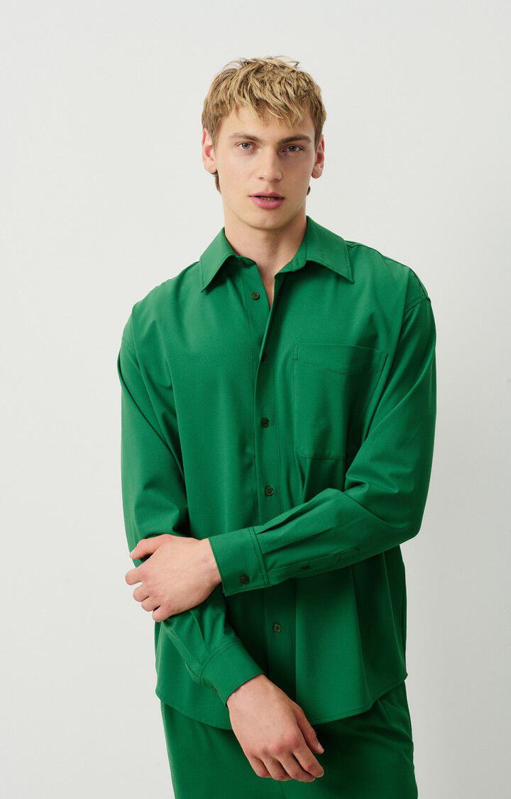 american vintage Chemise homme Kabird - FORET 62 Manches longues Vert - H24