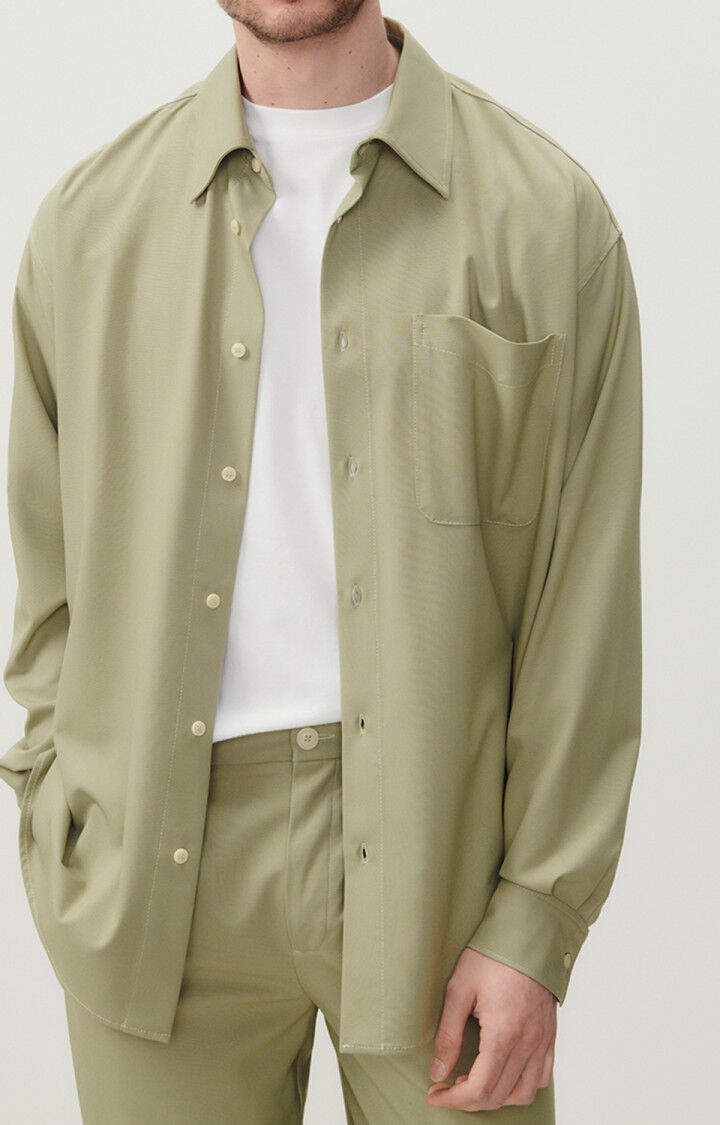 american vintage Chemise homme Kabird - LEVAIN 62 Manches longues Beige - E24