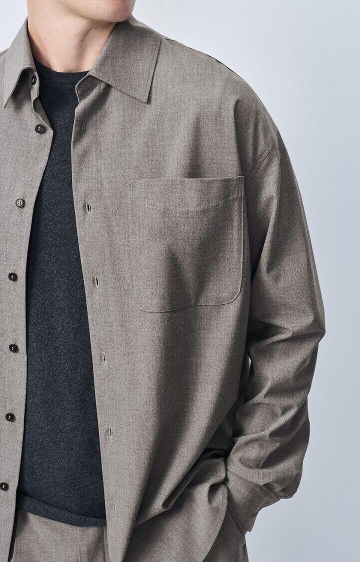 American Vintage Chemise Homme Kabird - SOURIS 62 Manches Longues Gris - E25