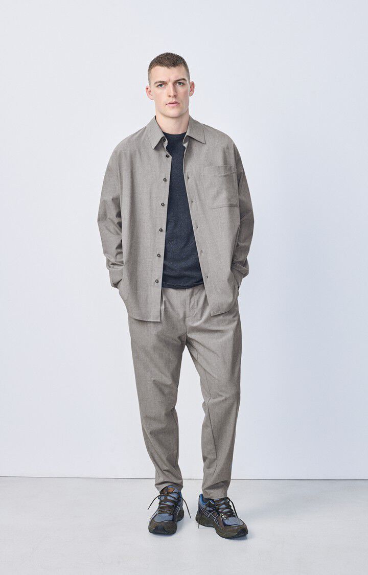 American Vintage Chemise Homme Kabird - SOURIS 62 Manches Longues Gris - E25