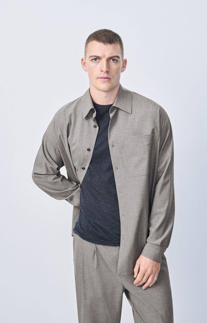 american vintage Chemise homme Kabird - SOURIS 62 Manches longues Gris - E25