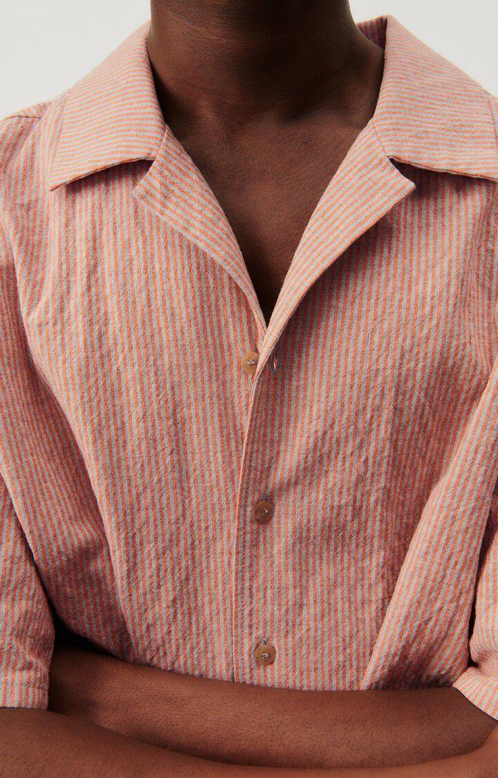 American Vintage Chemise Homme Keostreet - RAYURES GRISES ET ORANGE 26 Manches Courtes Orange - E24