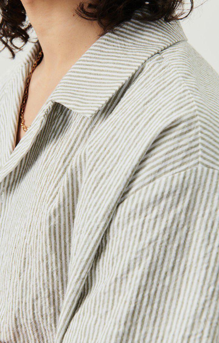 American Vintage Chemise Homme Keostreet - RAYURES KAKI ET BLANCHES 26 Manches Courtes Vert - E24