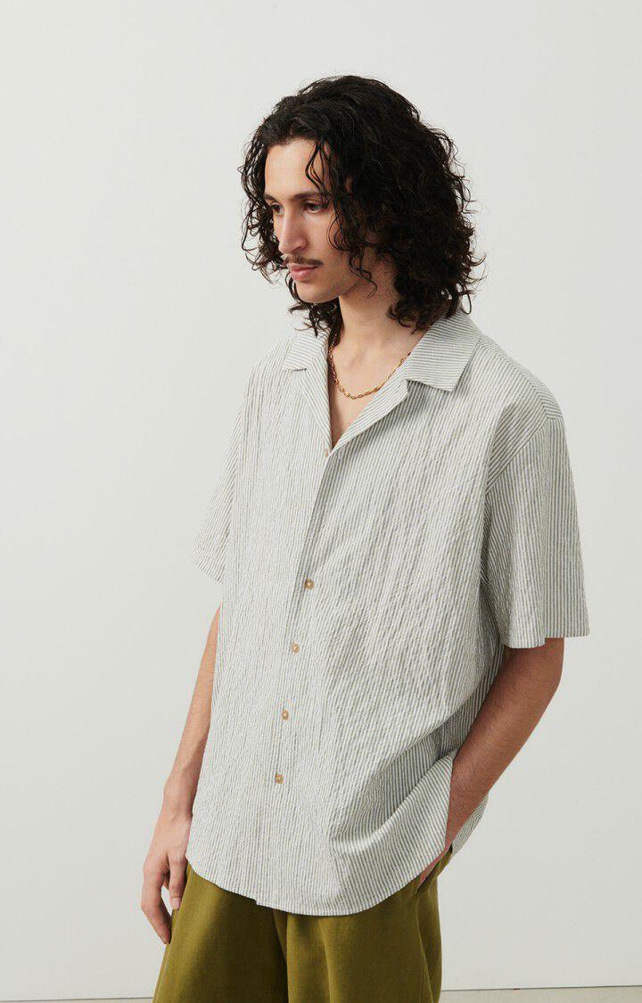 american vintage Chemise homme Keostreet - RAYURES KAKI ET BLANCHES 26 Manches courtes Vert - E24