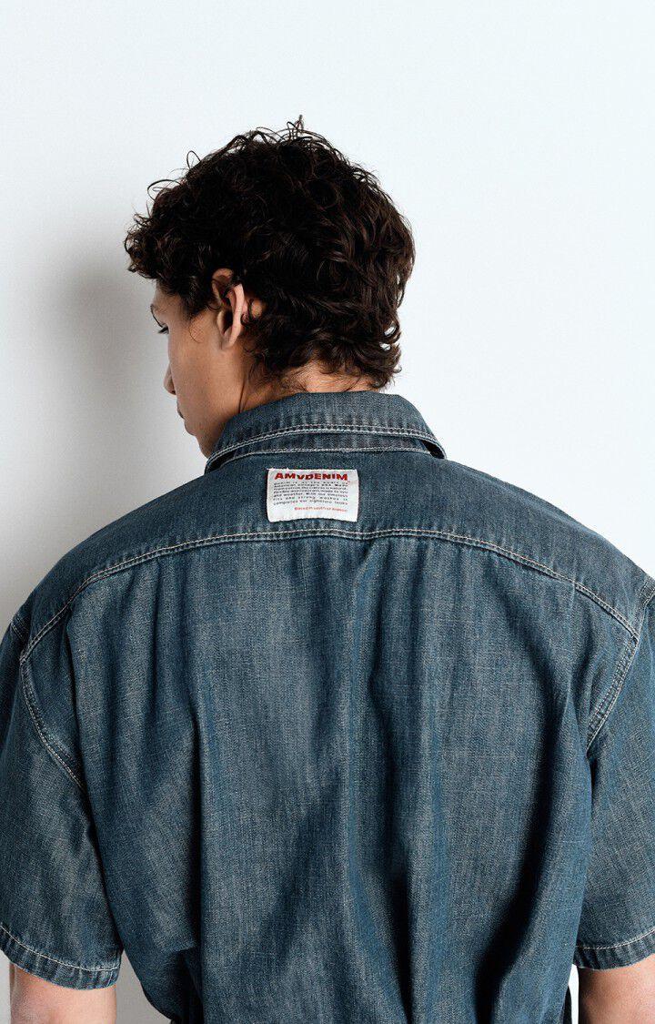 American Vintage Chemise Homme Ozyr - MEDIUM GREEN CAST 25 Manches Courtes Bleu - E25