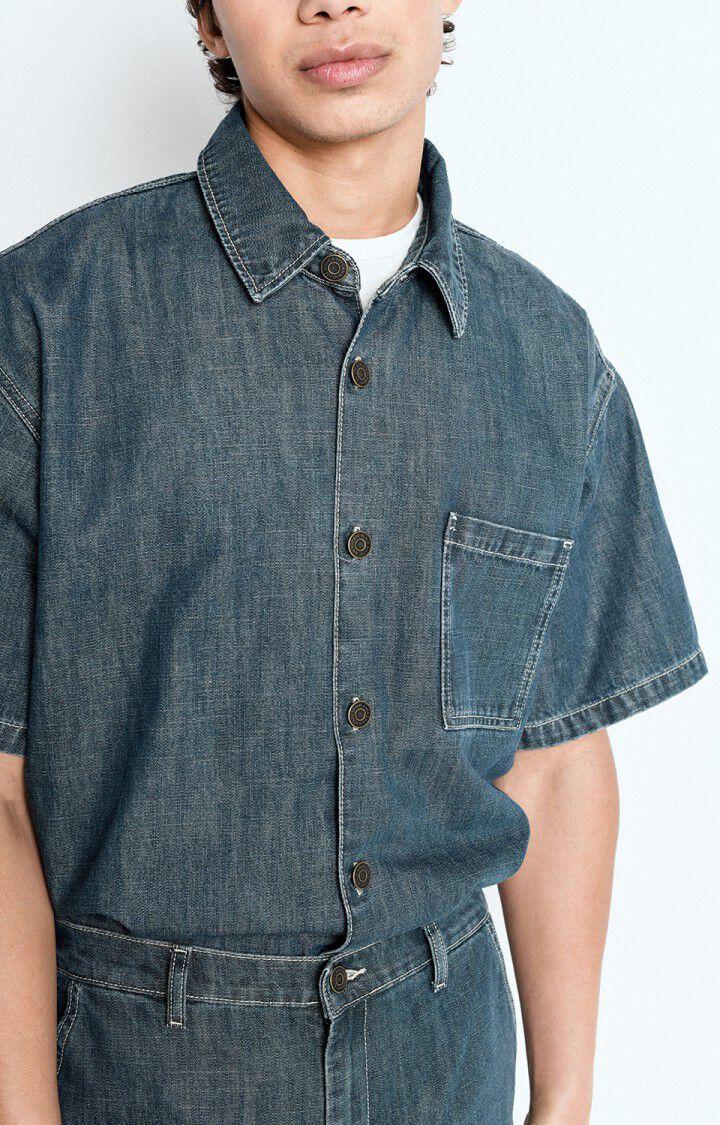 American Vintage Chemise Homme Ozyr - MEDIUM GREEN CAST 25 Manches Courtes Bleu - E25