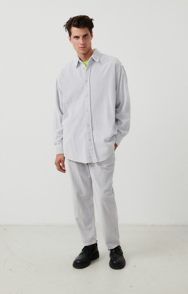 American Vintage Chemise Homme Padow - ARGENT VINTAGE 60 Manches Longues Gris - H23
