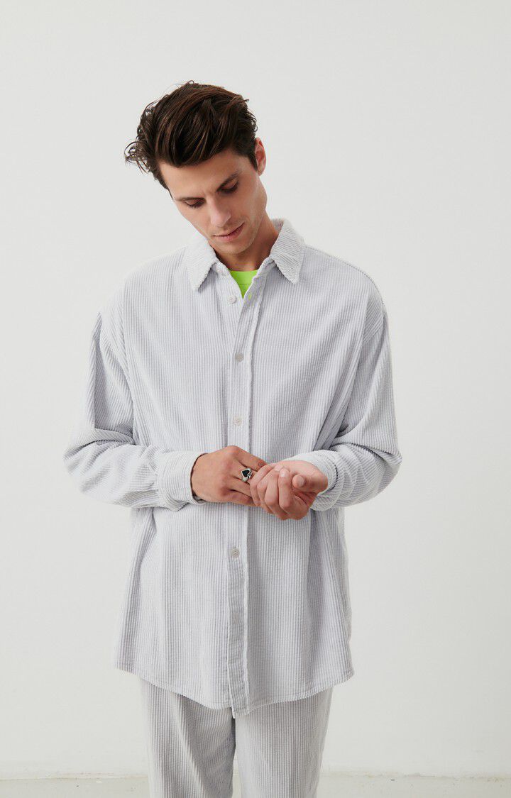american vintage Chemise homme Padow - ARGENT VINTAGE 60 Manches longues Gris - H23
