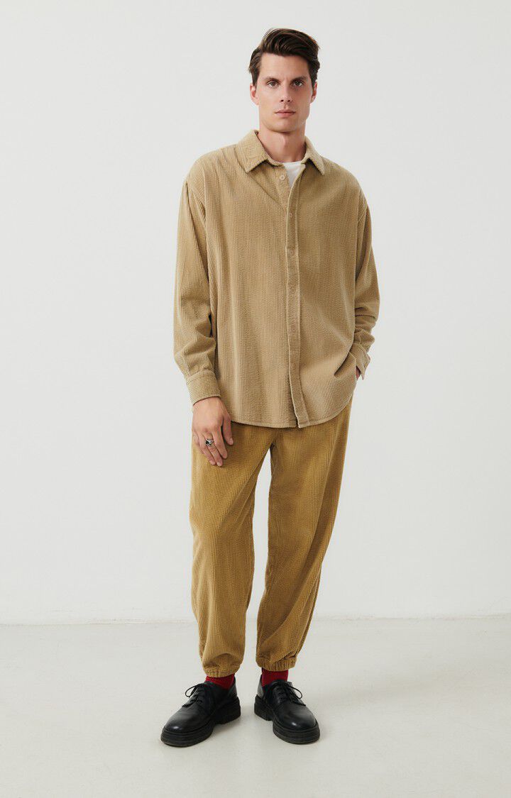 American Vintage Chemise Homme Padow - AVOINE VINTAGE 60 Manches Longues Beige - H23