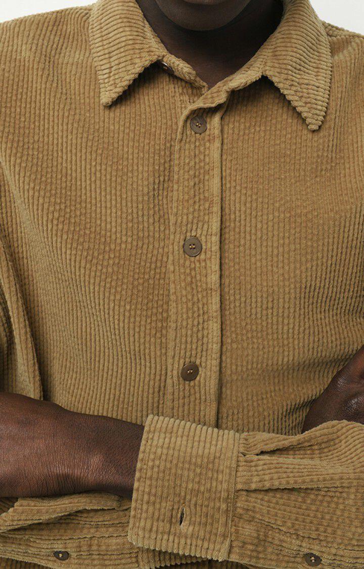 American Vintage Chemise Homme Padow - CACAHUETE Manches Longues Marron - E22